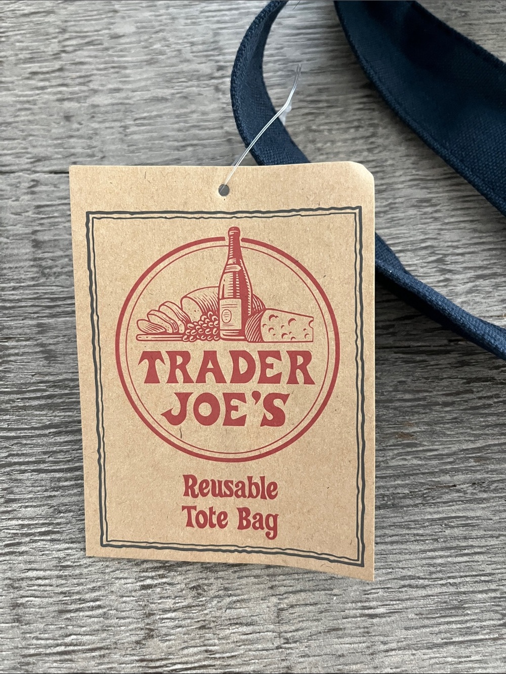 Trader Joe's Navy and Cream Canvas Tote Bag - Picture 4 of 4